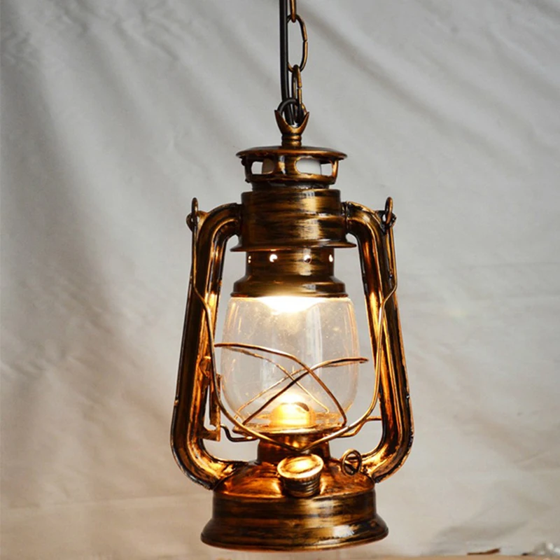 

Vintage Retro lantern Kerosene Pendant Lamp E27 Lights Loft Restaurant Master Bedroom Dining/living room kitchen bar cafe