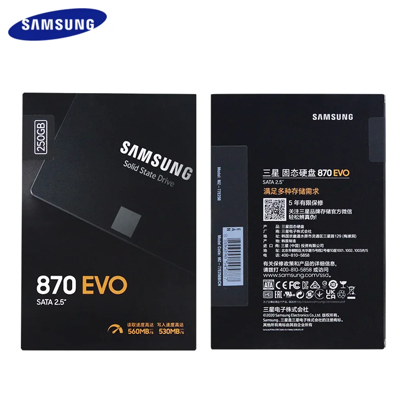 Samsung 870 EVO 250  500 1  2  4   SSD 2, 5 SATA3