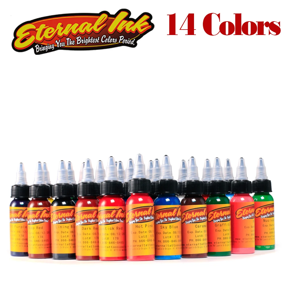 

Permanent Makeup Pigment Color Tattoo Ink Kit 14 Colors Micropigment Makeup Bloodline Tattoo Pigment Set 30ML