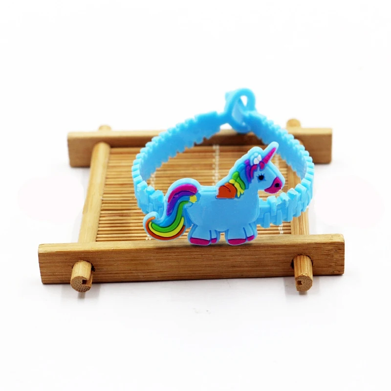 unicorn 20 10pcs 10 шт. мультяшный детский подарок на день рождения маленький игрушечный браслет Русалка Единорог ПВХ браслет кольцо детский подарок для душа Вечерние - Цвет: unicorn 20 10pcs