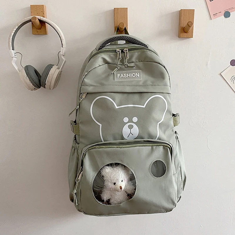 

Милые школьные сумки в стиле преппи для девушек, прозрачная однотонная внешняя сумка, Оксфордский женский рюкзак, милый женский вместитель...