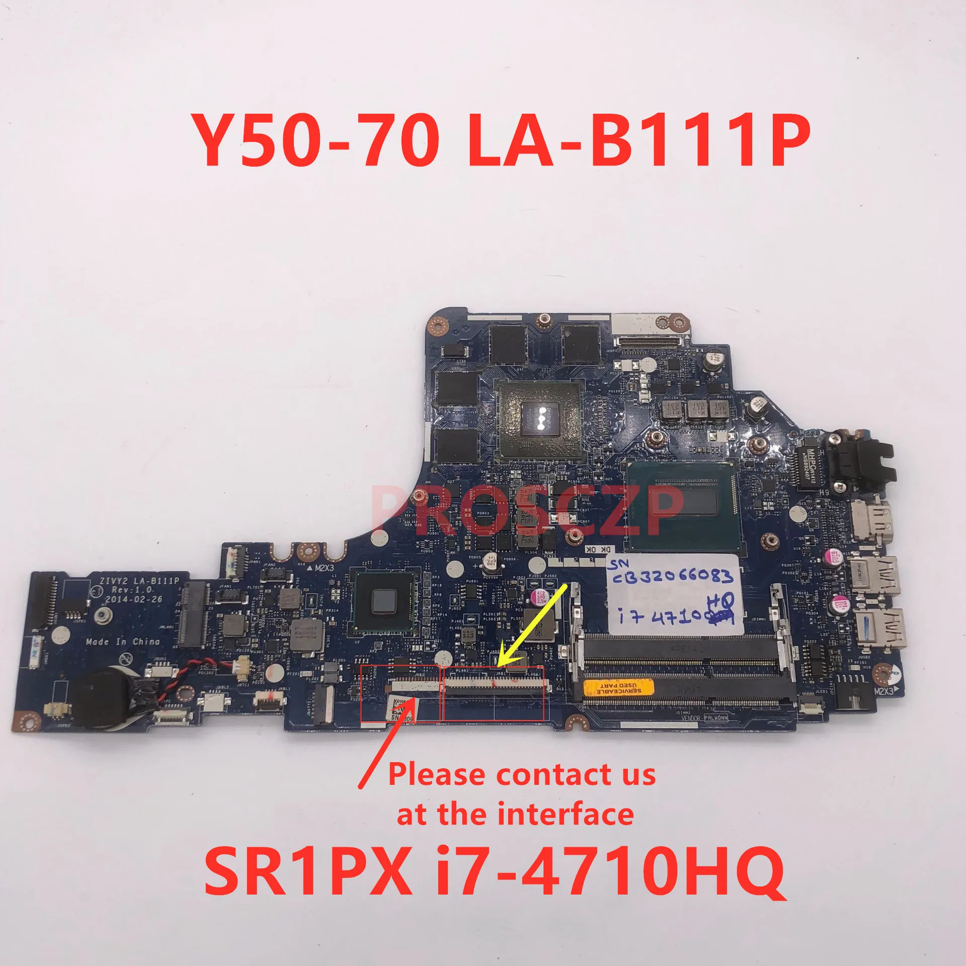 Высокое Качество для Lenovo Y50-70 Y70-70 Материнская плата ноутбука LA-B111P SR1PX i7-4710HQ GTX860M 2