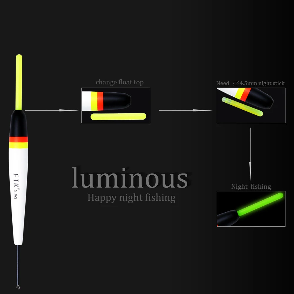 ФТК баргузинская ель светлая в темноте 5 шт./лот поплавок для рыбалки длина 15 5-17 см
