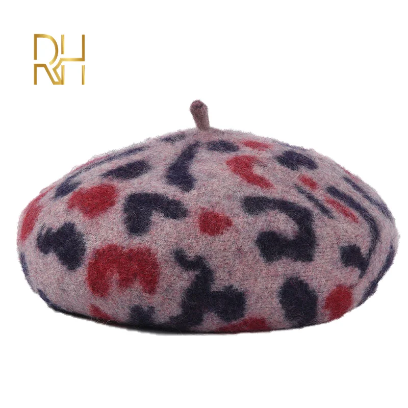 Женские береты с камуфляжным принтом теплые шерстяные модные французская зимняя