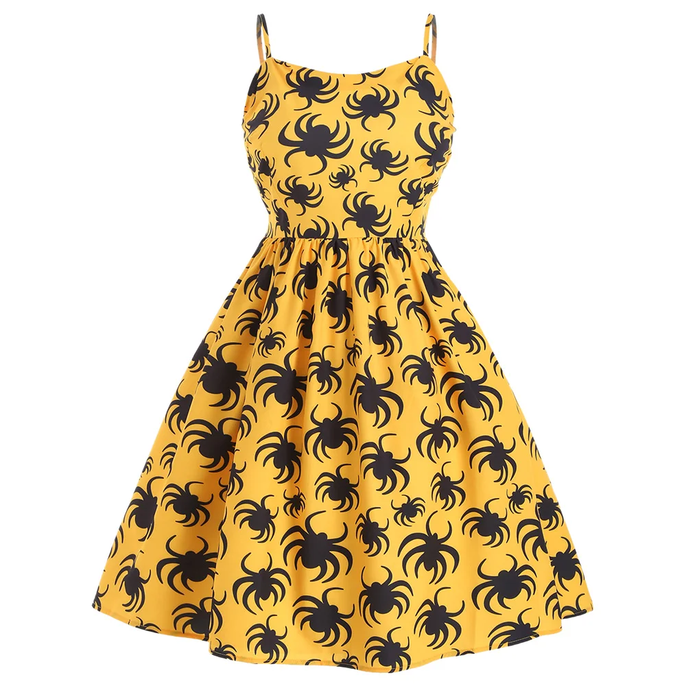 Женское винтажное платье-трапеция с принтом в виде паука | Женская одежда