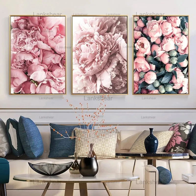 

Scandinavian Modern Canvas Painting Fashion Rose Flower Feather Nordic Poster and Prints Art Wall Frameless Living Room Decor