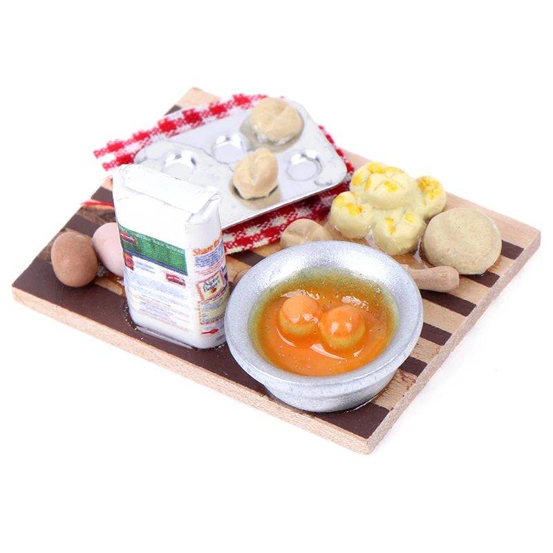 Красочные 1 набор 1/12 кукольный домик миниатюрная Кухня Еда яйца молочный хлеб на