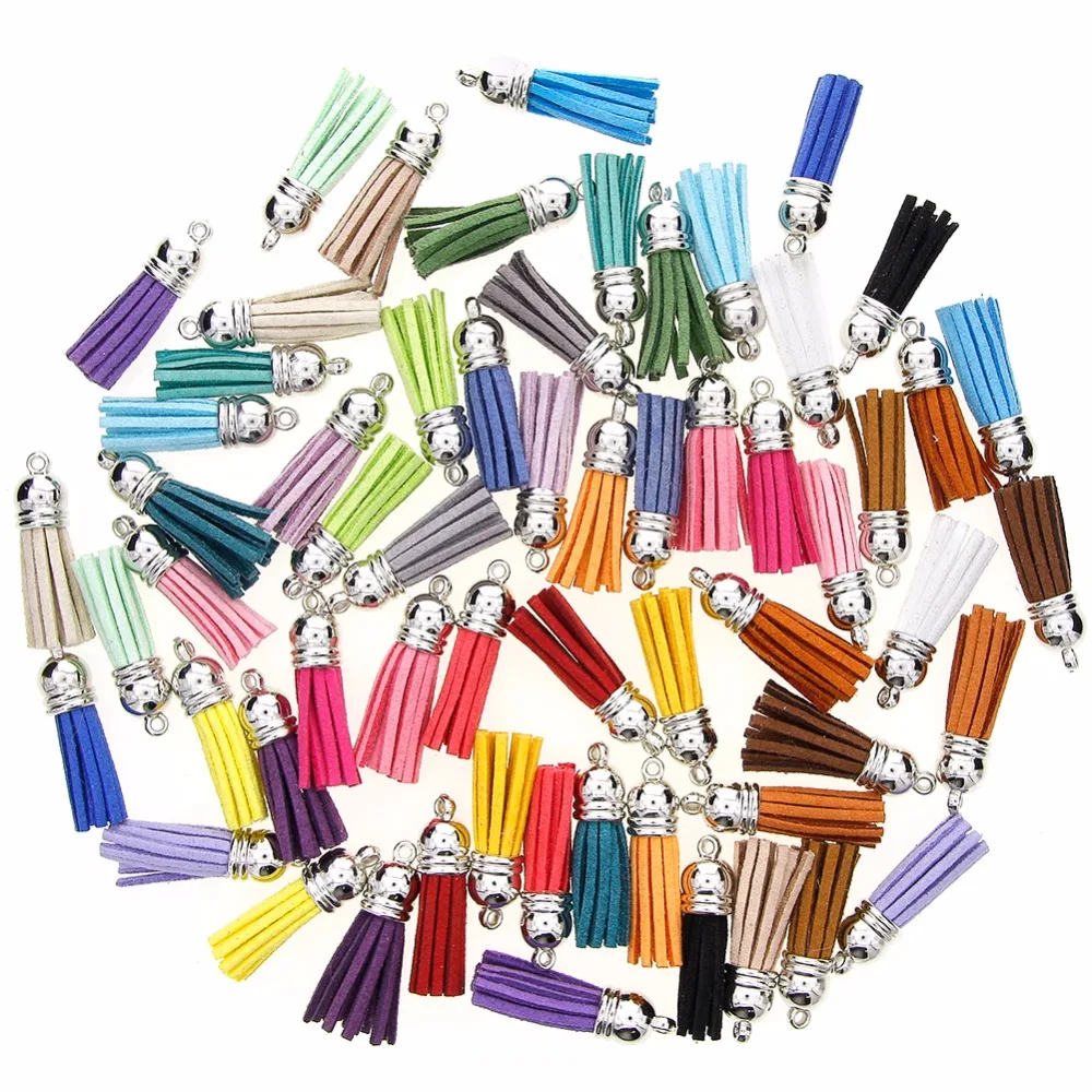 60 шт. посеребренные Кожаные Кисточки для ключей 40 мм | Украшения и аксессуары