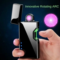 usb rechargeable laser induced double arc cool electric plasma lighter windproof flameless cigarette encendedores