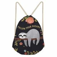 advocator students drawsting pouch cartoon sloth printing womens waterproof pocket storage package shift bag holiday gift bags