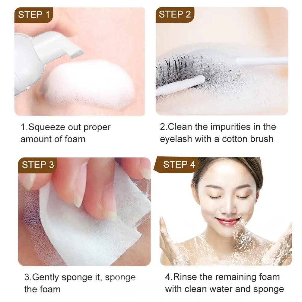 

50ml False Eyelashes Extension Makeup Remover Lash Shampoo Eyelash Glue Cleaner Foam Eye Lashes Deep Cleaning Care Mousse