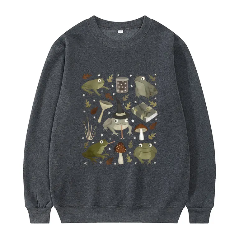 

New Popular Toad Spells Print Sweatshirt Women Cute Tracksuit Man Comfortable Black Pullover Fashion Design Clothes for Teens