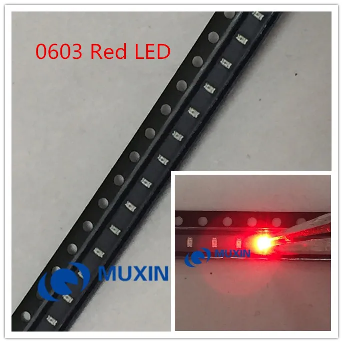1000 шт. 0603 (1608) SMD светодиодный красный светильник с бусинами светодиод лампа чип 2 в
