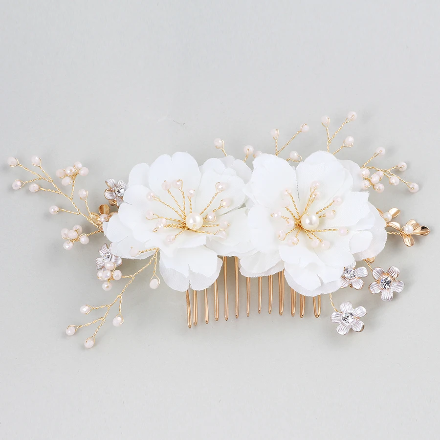 1pc/lot Handmade Delicate White Floral Flower Pearl Bridal Hair Clip Pins Barrette Comb Headwear For Wedding Jewelry | Украшения и