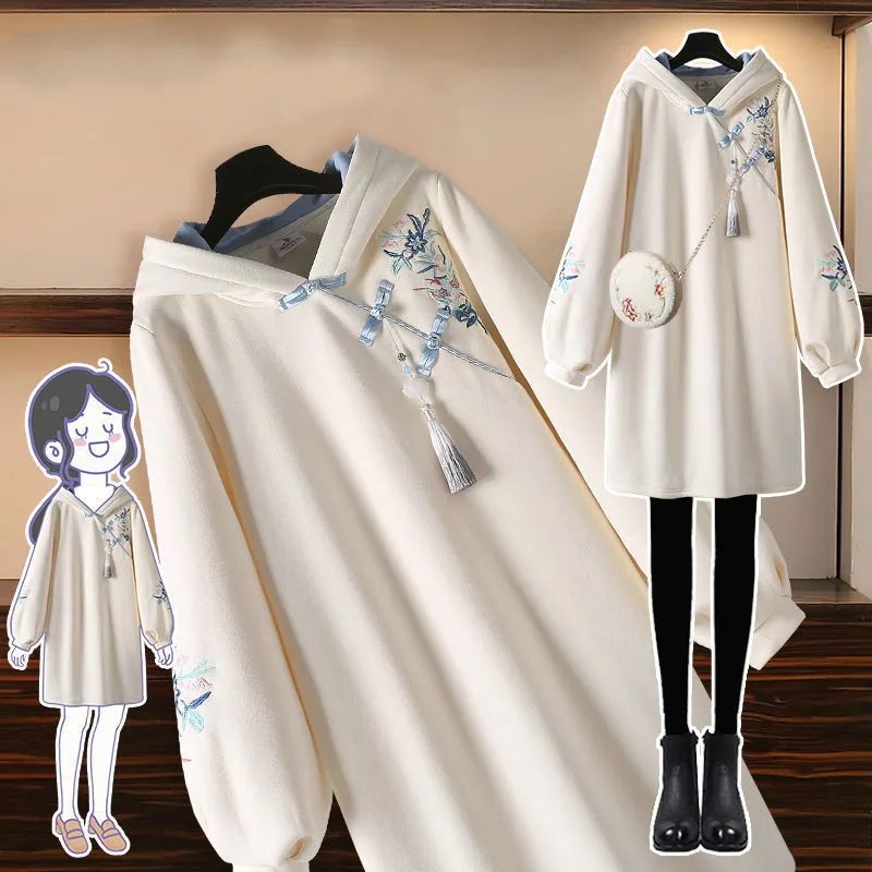 Новинка весны женское плотное платье-свитшот платье средней длины в