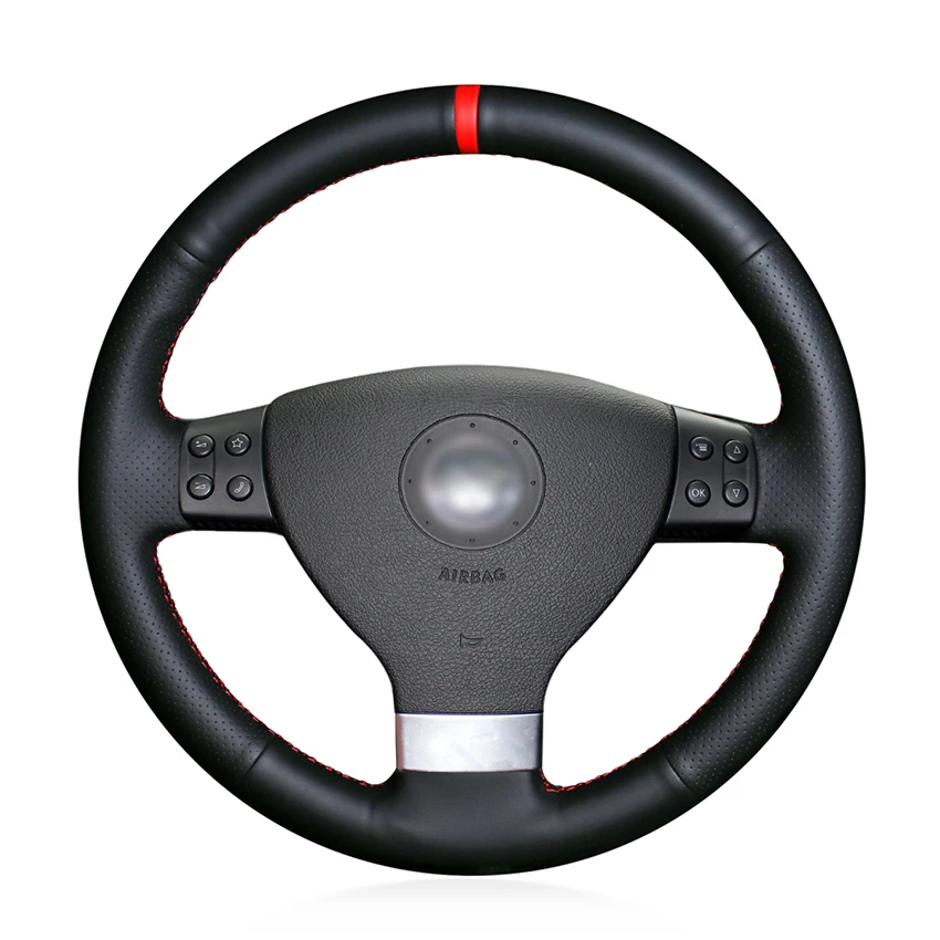 

Hand-stitched Black Artificial Leather Car Steering Wheel Cover for Volkswagen Golf 5 Mk5 VW Passat B6 Jetta 5 Mk5 Tiguan 2007