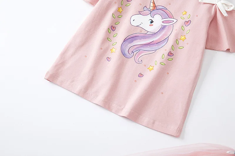 Jargazol Summer Off Shoulder Flying Sleeve T Shirt Little Girls Clothes Deer Cat Printed Kids Tops Cute Costume Girl Camisetas | Мать и
