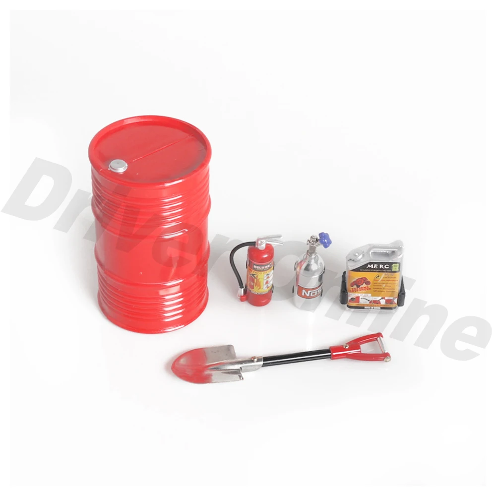 

5pcs Decoration Fuel Tank Oil Drum Nitrogen Bottle Shovel Fire Extinguisher for 1/10 RC Crawler Car Traxxas TRX4 Axial SCX10
