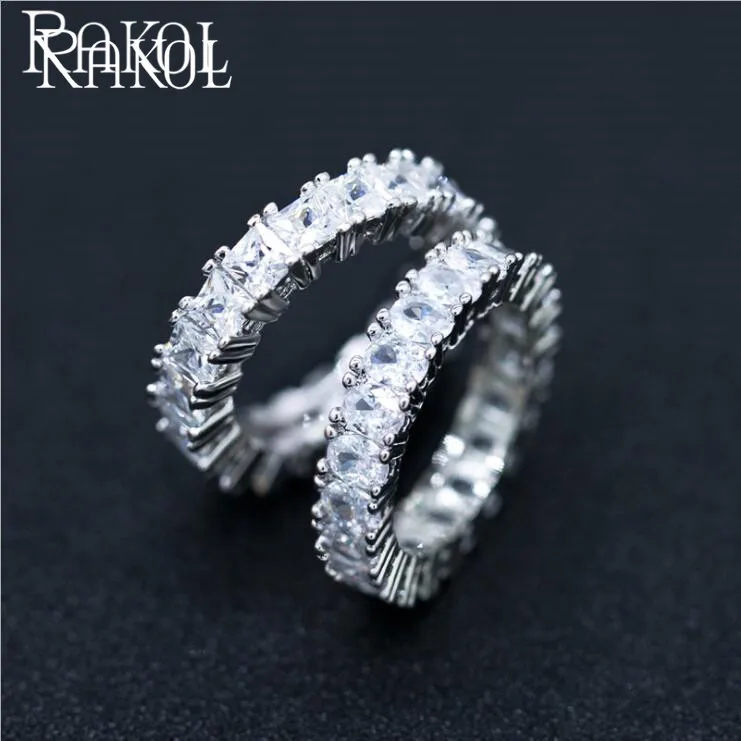 Женское Обручальное кольцо с кубическим цирконием RAKOL RR81141 серебристое/розовое