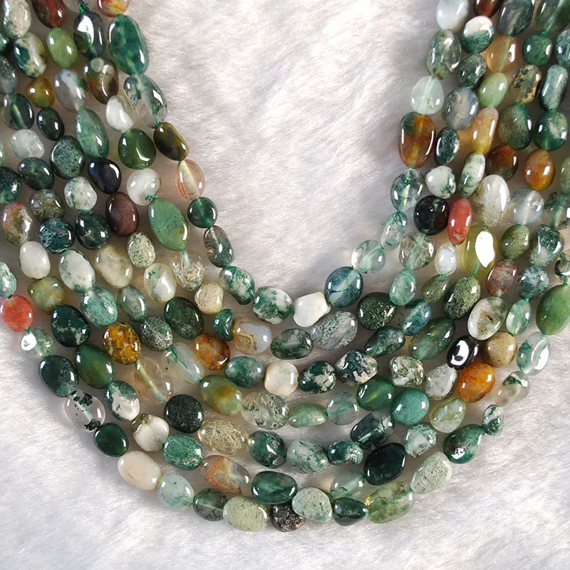 

Natural Irregular Moss Agate Stone Beads Loose For Jewelry Making DIY Bracelet Bulk Wholesale