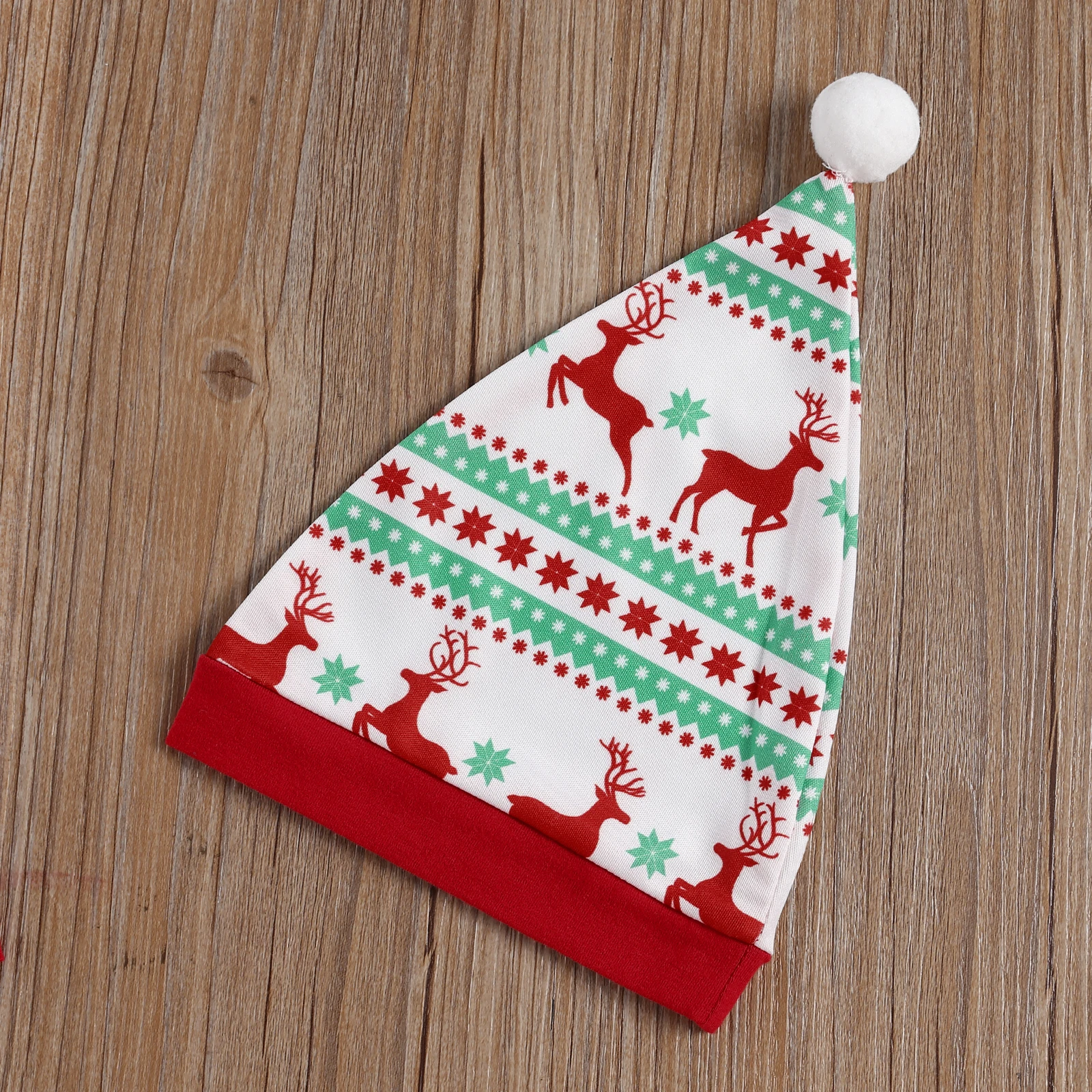 

Children's Three Piece Set Christmas Hat Elk Pattern Baby's Long Sleeve Romper Toddler's Stretch Trousers