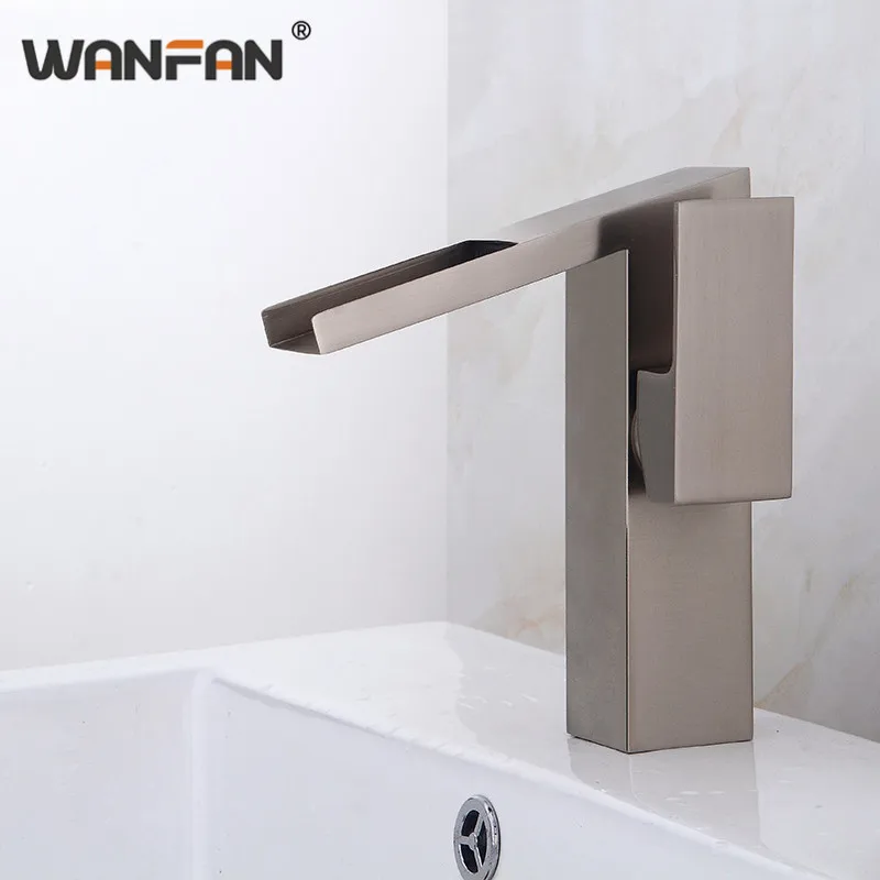 

Медный Матовый никель кран простой четырехсторонний горячий и кран холодной воды для умывальника под счетчик бассейна одно Отверстие Умыв...