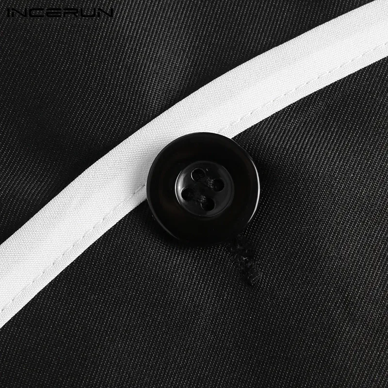 

INCERUN Men Casual Shirt Streetwear V Neck Button Patchwork Korean Long Sleeve Fashion Shirts 2021 Pockets Camisas Hombre S-5XL