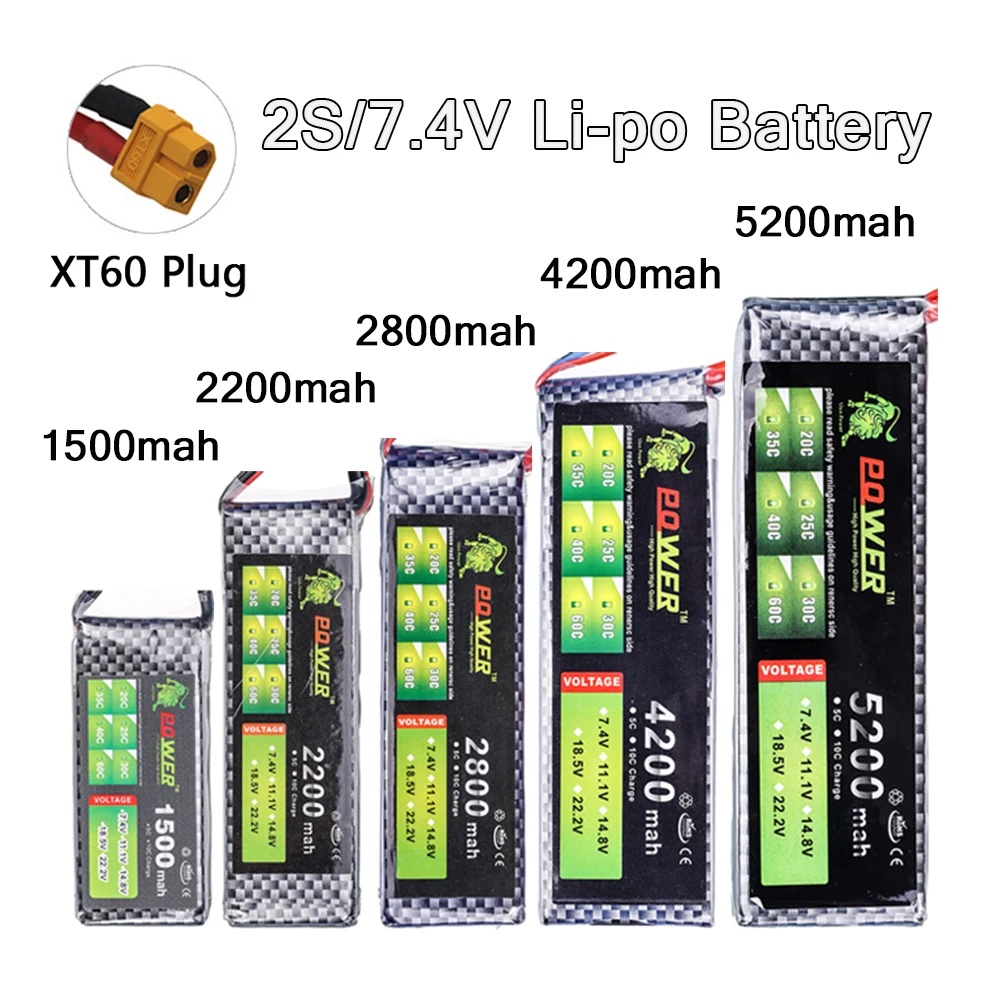 Аккумулятор LION POWER 2S 7 4 В 1500 мАч 2200 2800 4200 5200 литий полимерный аккумулятор с