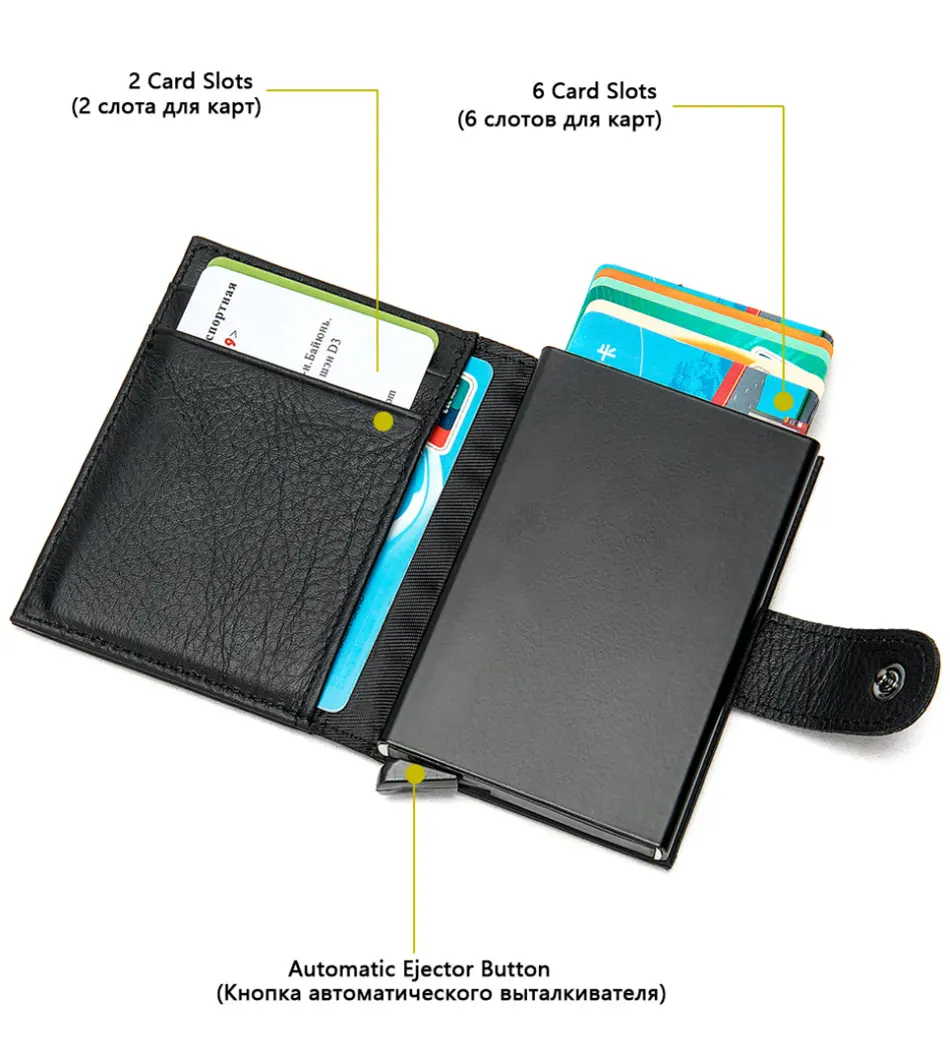 Роскошный брендовый кредитный держатель для Карт Rfid Кошелек Алюминиевый Бизнес ID держатель для карт кожаный кошелек для монет карта кошелек Авто всплывающая карта