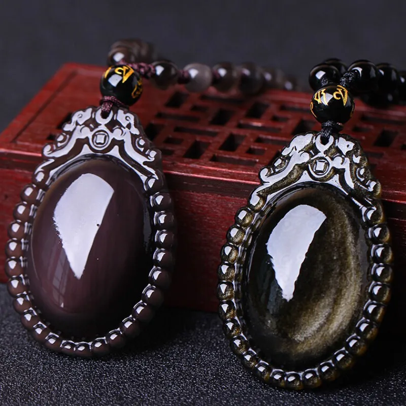 

Женский кулон ожерелье ледяной красочный Золотой обсидиан резное Сердце моря кулон подарок для женщин Изысканный нефрит ювелирные изделия