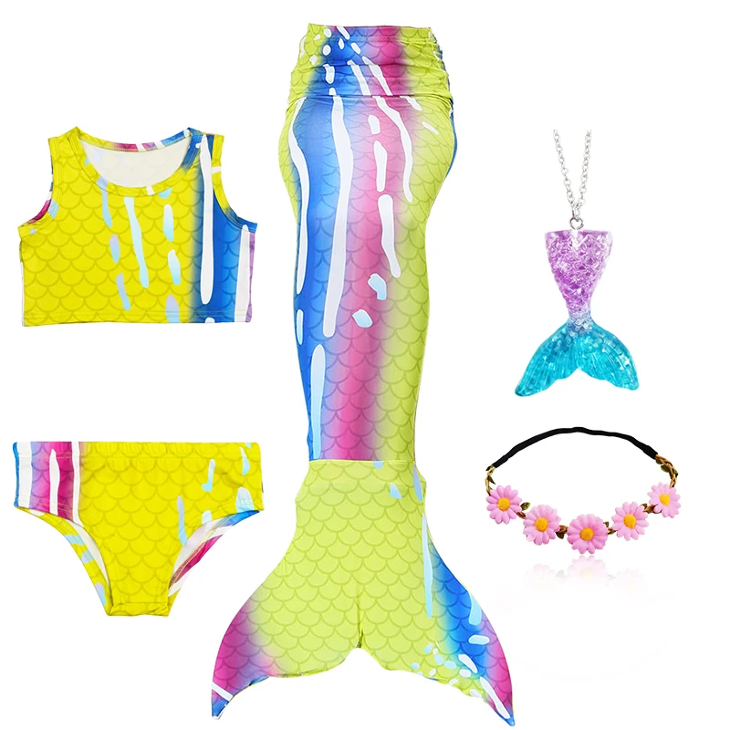 

Fancy The Little Mermaid Tail Swimming Suit Kids Halloween Party Cosplay Swimmable Mermaid Tail Children Swimsuit
