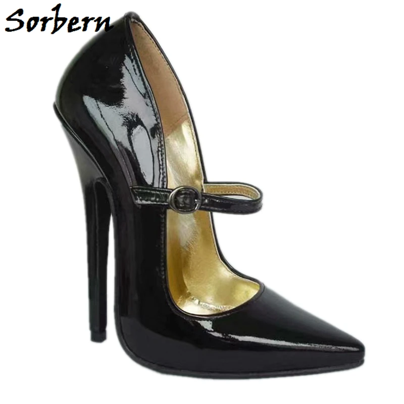Black Patent Sorbern mary janes/женские туфли-лодочки; туфли на высоком каблуке; туфли на шпильке; офисные женские модельные туфли; женские туфли на каблуке; ; черные туфли-лодочки; Размер 12 - Цвет: Black Patent