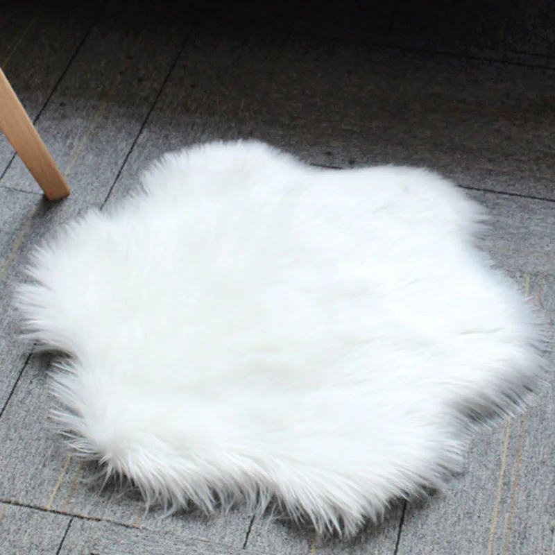 B Type White 60cm Круглое одеяло диван коврик спальня мягкая пушистая шерсть искусственный мех овчины стулья подушки сиденья мохнатые гостиная - Цвет: B Type White 60cm