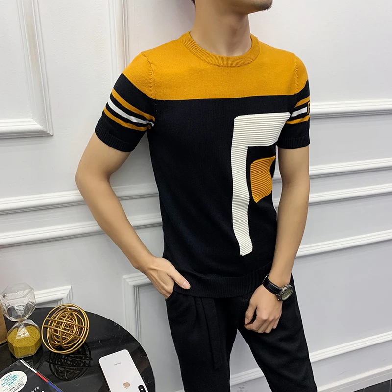 Футболка мужская Трикотажная с коротким рукавом модный брендовый принт надписью