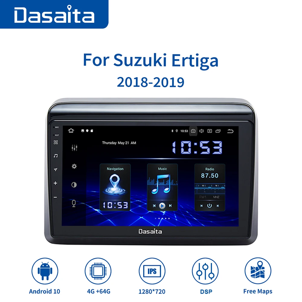 

Автомобильный стереопроигрыватель Dasaita, 9 дюймов, IPS, 1Din, Android 2018 для Suzuki Ertiga, GPS, навигация Carplay TDA7850 MAX10