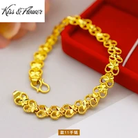 kissflower br121 fine jewelry wholesale fashion woman girl birthday wedding gift heart crown flower 24kt gold chain bracelet