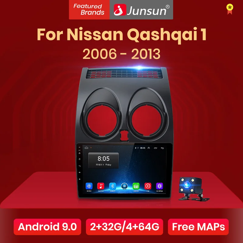 Junsun V1 Android 9,0 2 ГБ+ 32 ГБ DSP автомобильный Радио Центральный Multimidia видео плеер gps для Nissan Qashqai 1 J10 2006-2013 2 din dvd