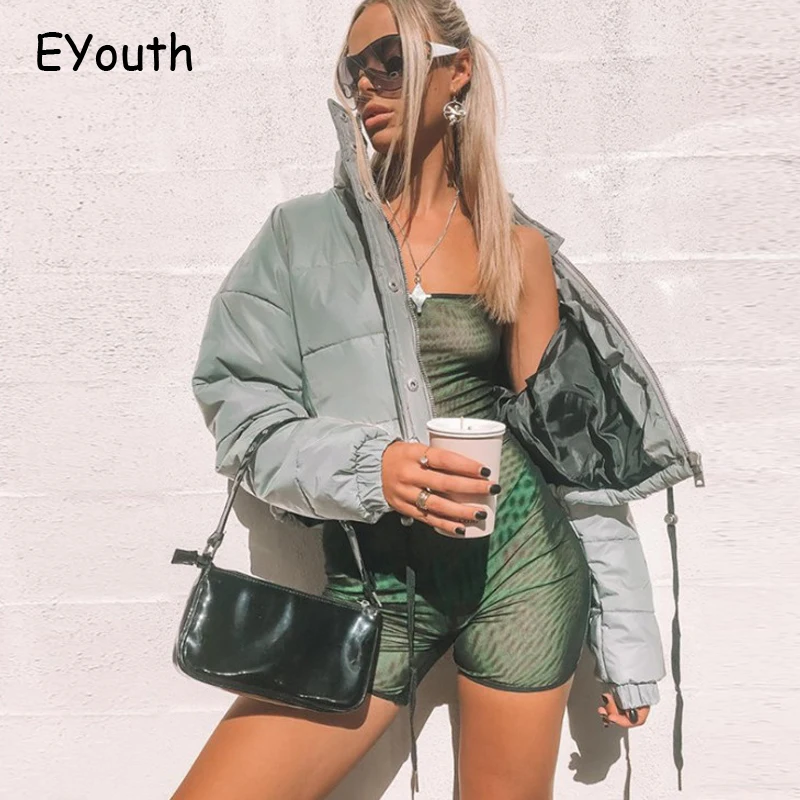 

Уличная одежда, Женская куртка, зимняя Новинка, светящаяся повседневная Короткая Толстая куртка с подкладкой, модная верхняя одежда, женска...