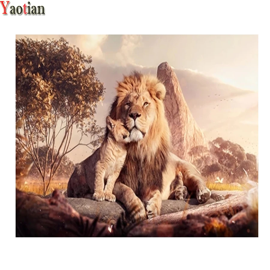 

Lion diamond mosaic diamond painting full drill square 5d diy diamond embroidery mother and child animal cross stitch room decor