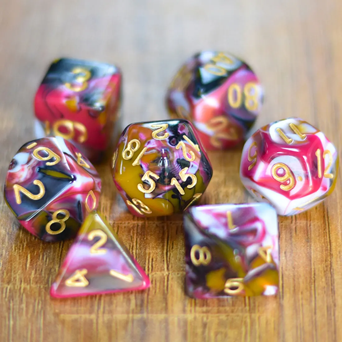 

DND Dice Set D4 D6 D8 D10 D% D12 D20 Four Color Mixing Polyhedral Dice for Dungeons and Dragon Role Playing Board Game D&D RPG