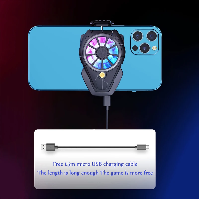 

Portable Cell Phone Cooler Cooling Fan Live Holder Adjustable RGB Lighting Effect Mobile Radiator For PUBG Gaming Coolers