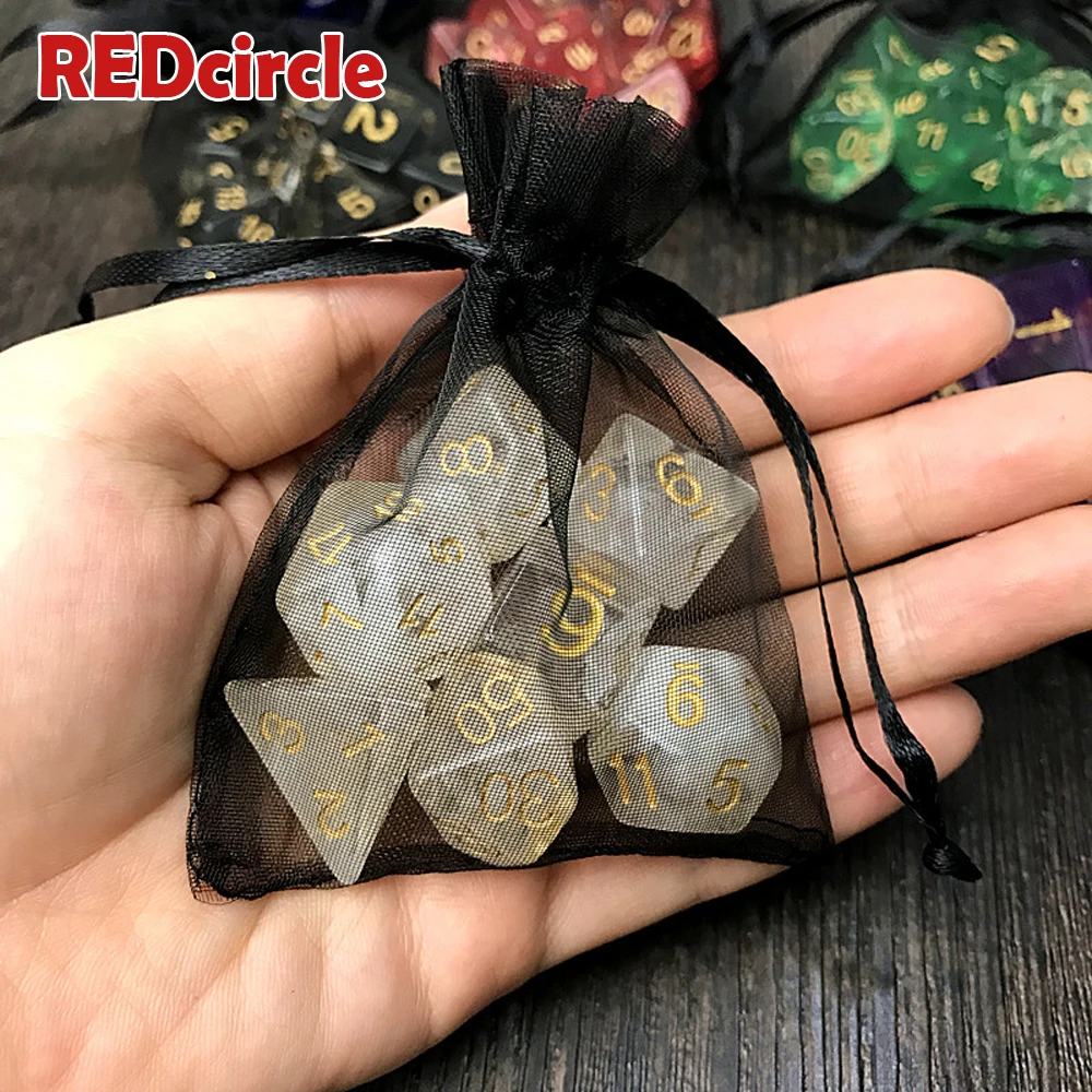 Абсолютно новый набор игральных костей из 7 штук с эффектом туманности Poker D & d D4 d6