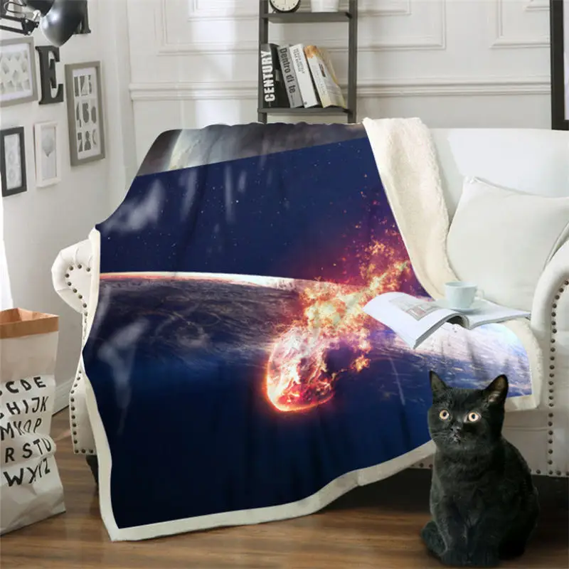 Шерстяное Одеяло 150 см X 200 одеяла с рисунком планеты хлопковое Флисовое одеяло