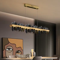 new black dinning room chandelier rectangle led home decoration light fixture modern design copper kitchen island hanging lamp