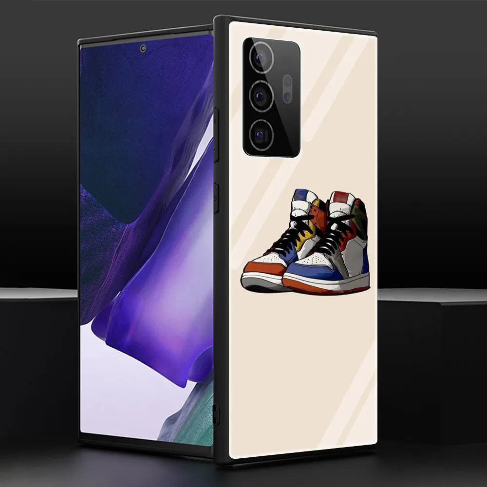 

Sneakers Soft Edge Phone Case Cover for Samsung Note 20 Ultra 10 Lite 10 9 8 Plus 5G Luxury Tempered Glass Shell