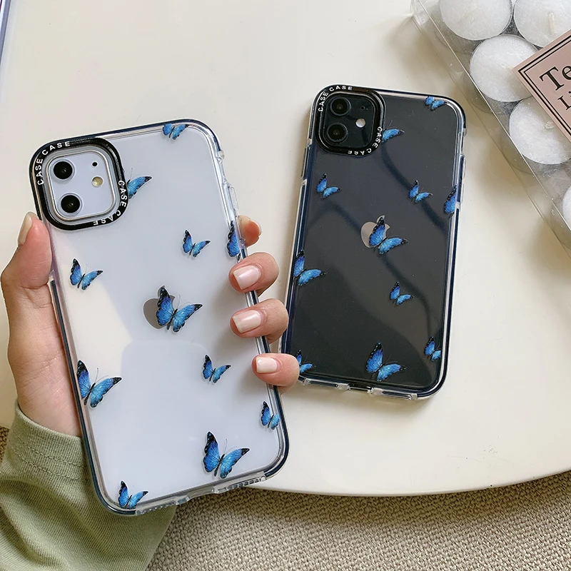 Beauty Blue Butterfly защитный чехол для телефона iphone 11 Pro 12 Max XR X XS 7 8 6 6S Plus мягкая