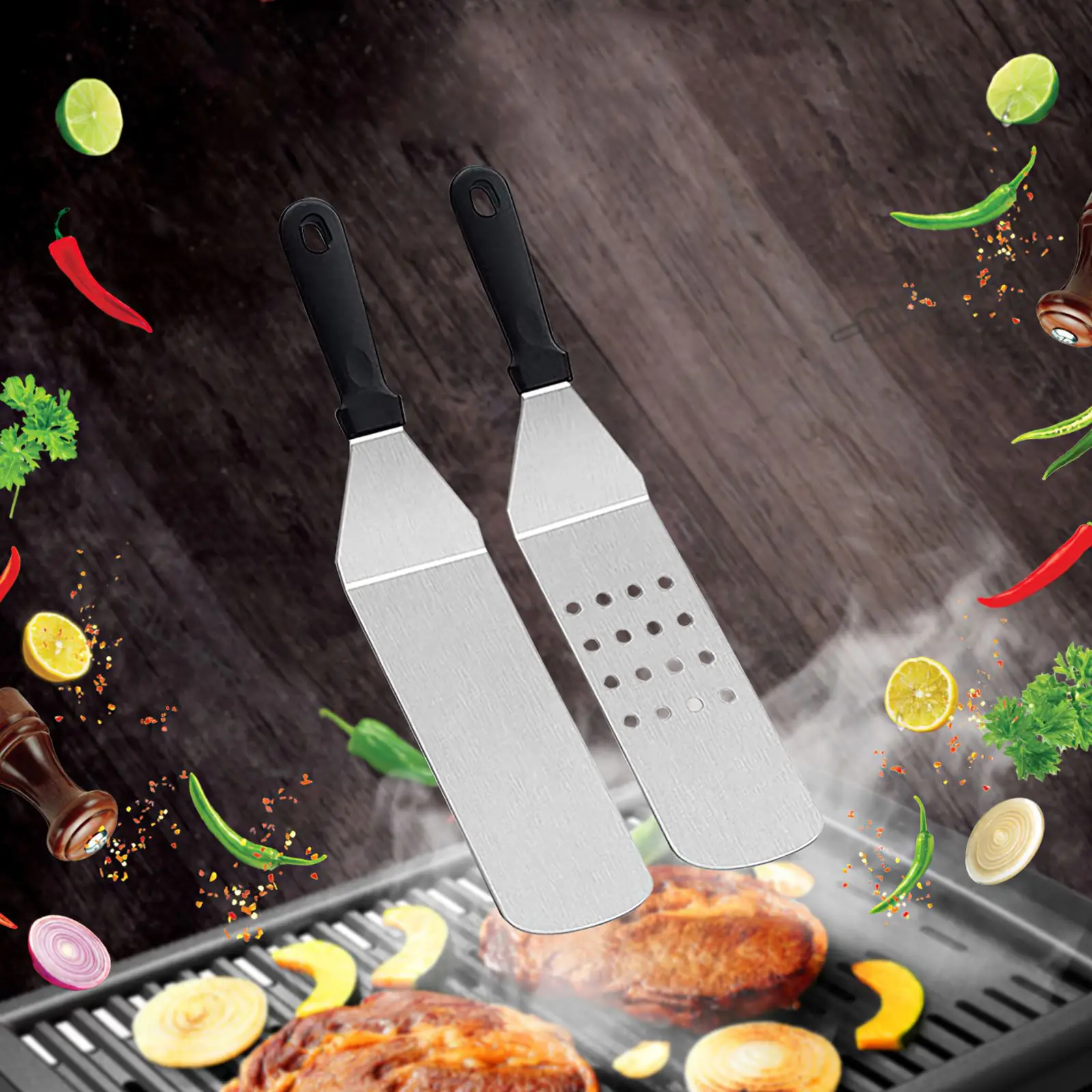 

20 Pcs Stainless Steel Flat Top Barbecue Tool Set Professional Barbecue Accessories With Metal Hamburger Spatula