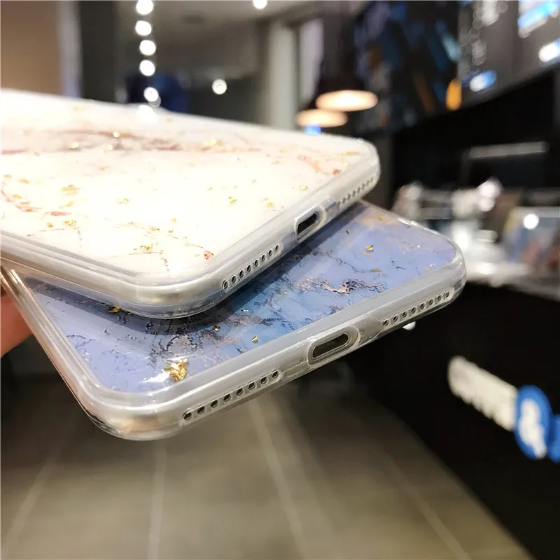 Lovebay Блестящий Золотой фольга мраморный чехол для телефона iPhone 11 Pro XS Max XR Мягкий