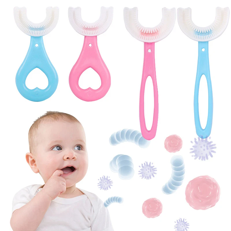 TR Baby Toothbrush Children 360 Degree U-shaped Toothbrush Teethers Soft Silicone Baby Brush Kids Teeth Oral Care Cleaning