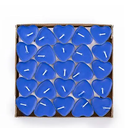blue 50pcs 50 шт./компл. Романтическая бездымные свечи круг в форме сердца свечи декоративные свечи для дня рождения Свадебная вечеринка домашний декор - Цвет: blue 50pcs